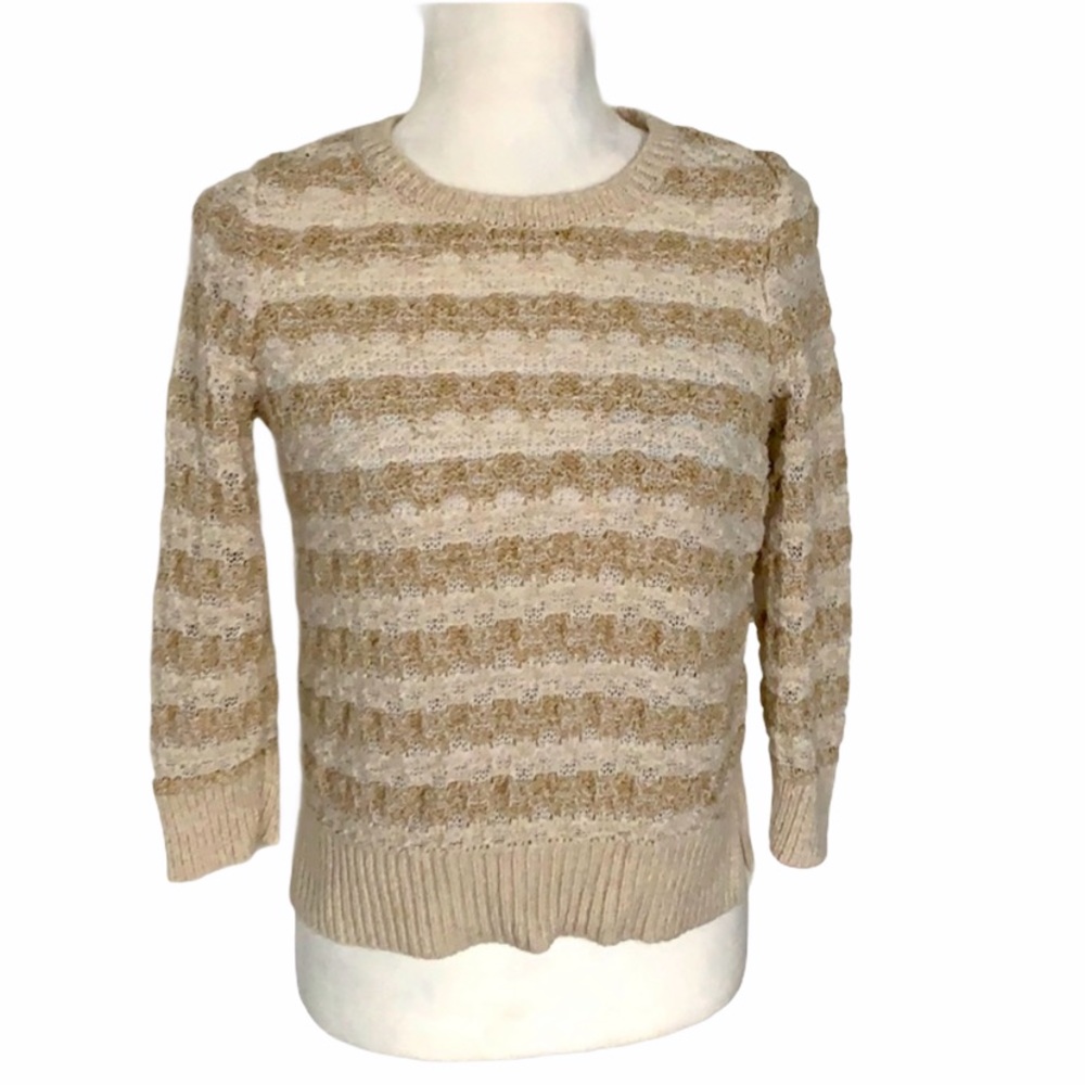ANN TAYLOR LOFT Boucle Natural Striped Sweater